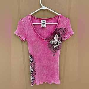 Vocal distressed pink top